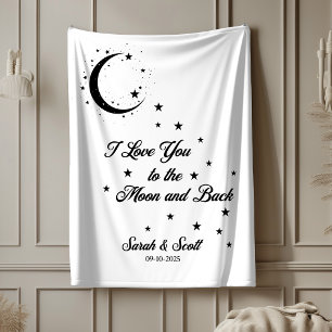 Couverture Sherpa Cadeau de mariage personnalisé, jusqu'à la lune et