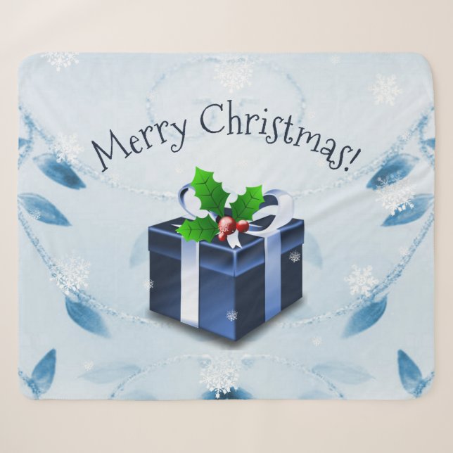 Couverture Sherpa Cadeau de Noël bleu Sherpa Blanket (Devant (Horizontal))
