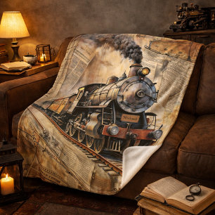 Couverture Sherpa Cadeau de train à vapeur vintage avec nom