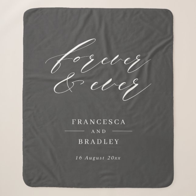 Couverture Sherpa Cadeau Mariage pour Calligraphie Gris et pour touj (Devant)