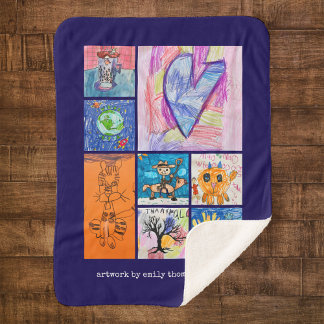 Couverture Sherpa Cadeau personnalisé de 8 photos d'art pour enfants