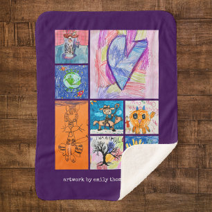 Couverture Sherpa Cadeau personnalisé de 8 photos d'art pour enfants