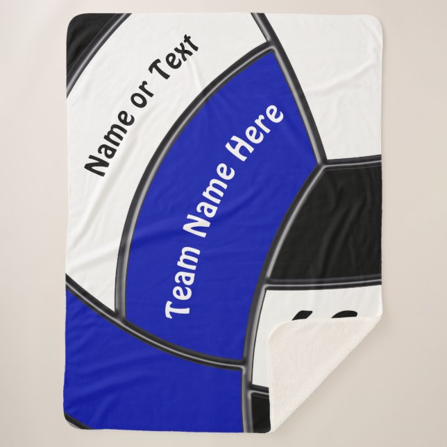 Couverture Sherpa Cadeaux de nuit Bleu-Noir-Blanc pour le volley-bal (Devant)