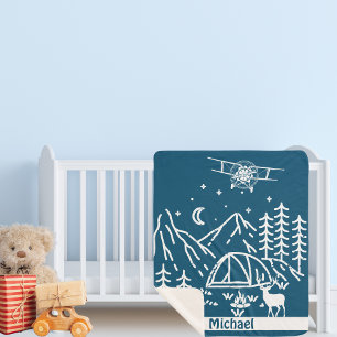 Couverture Sherpa Cadeaux personnalisés Woodland Mountain Avion
