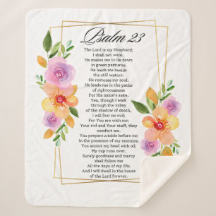 Couverture Sherpa Cadre géométrique floral Psalm 23