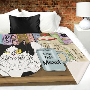 Couverture Sherpa Café Tuxedo Chat amusant