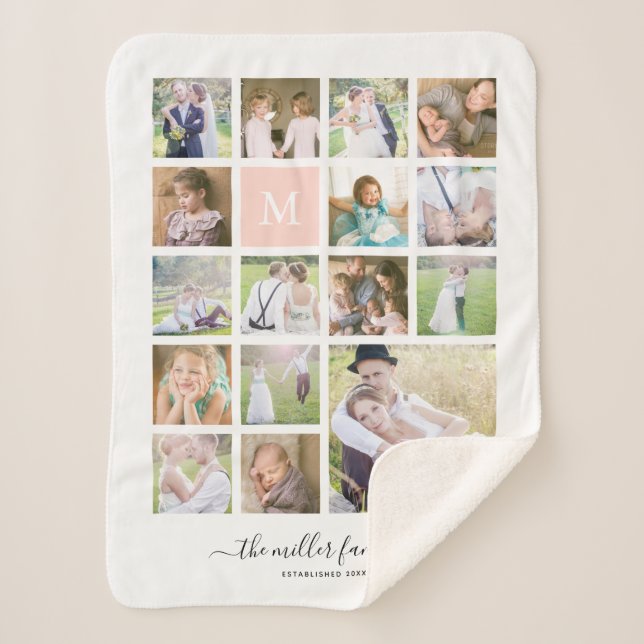 Couverture Sherpa Calligraphie de nom de monogramme de collage de (Devant)