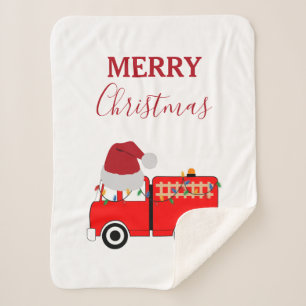 Couverture Sherpa Camion de feu rouge de Noël