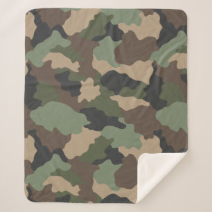Couverture Sherpa Camouflage de Woodland Camo Kaki vert Tan noir