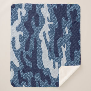 Couverture Sherpa Camouflage tacheté Denim Jeans Motif