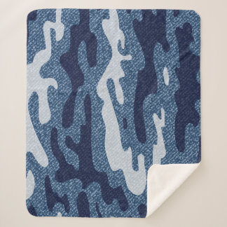 Couverture Sherpa Camouflage tacheté Denim Jeans Motif