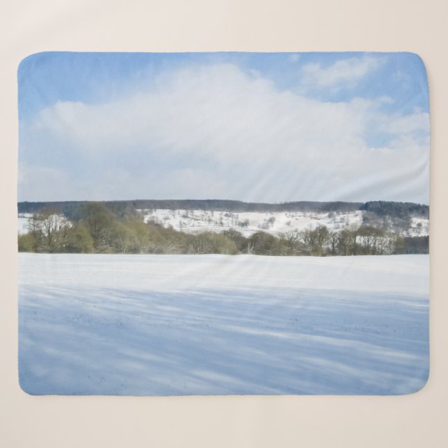 Couverture Sherpa Campagne anglaise en hiver - Personnalisé (Devant (Horizontal))