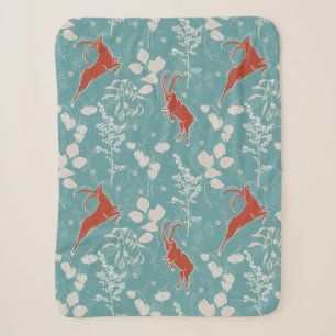 Couverture Sherpa Capricorne Turquoise rétro Zodiac animal festif