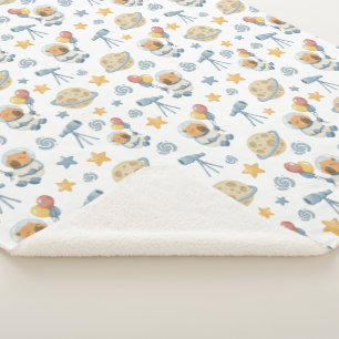 Couverture Sherpa Capybara Astronaut Motif pour enfants - Sherpa Bla