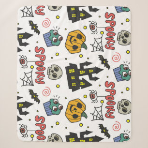 Couverture Sherpa Caractères d'Halloween : Motif Whimsical Seamless
