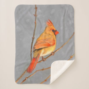Couverture Sherpa Cardinal sur la peinture de branche - Art original