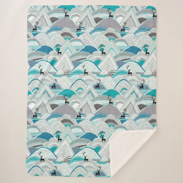 Couverture Sherpa caribou bleu (Devant)