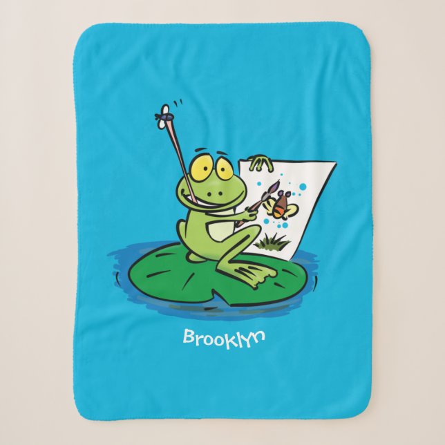 Couverture Sherpa Caricature amusante de grenouille verte (Devant)