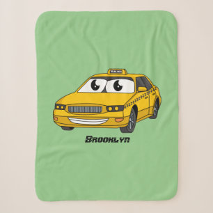 Couverture Sherpa Caricature amusante de taxi jaune mignon