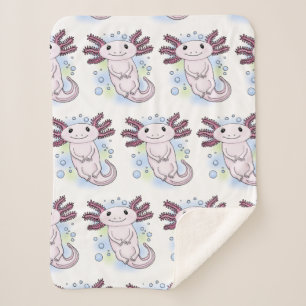 Couverture Sherpa Caricature axolotl rose adorable