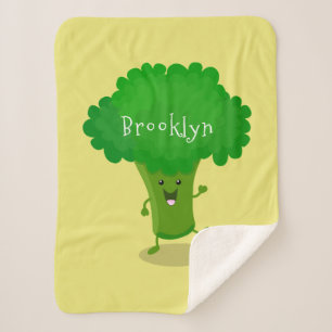 Couverture Sherpa Caricature de brocoli dansant Cute kawaii