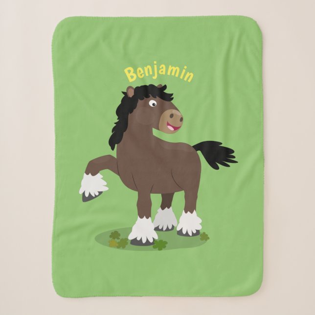 Couverture Sherpa Caricature de cheval de trait de Cute Clydesdale (Devant)