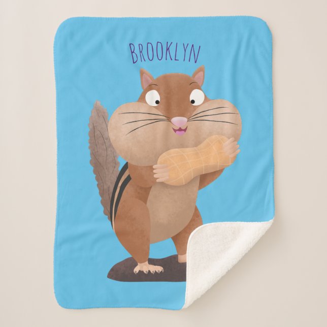 Couverture Sherpa Caricature de chipmunk à grosses joues mignonnes (Devant)