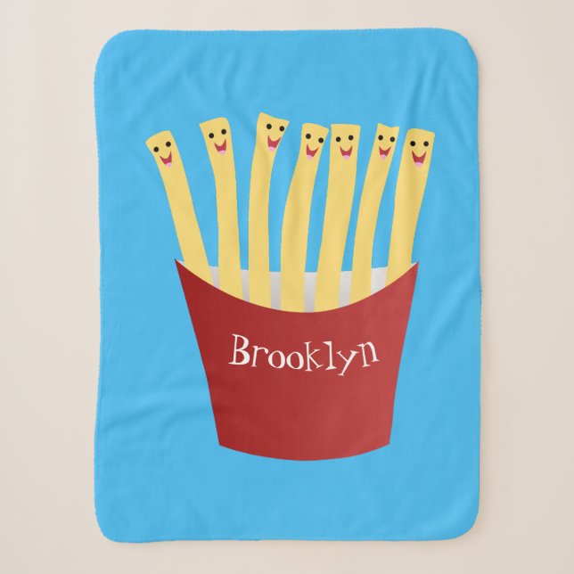 Couverture Sherpa Caricature de frites Cute kawaii fast food (Devant)