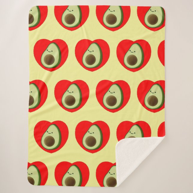 Couverture Sherpa Caricature De L'Avocado Mignonne Dans Le Coeur Rou (Devant)