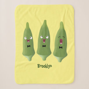 Couverture Sherpa Caricature de légumes de l'okra chantante mignonne