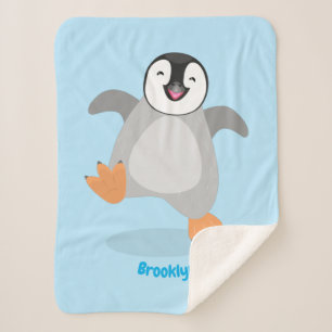 Couverture Sherpa Caricature de poussin de pingouin mignon et joyeus