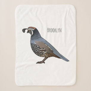 Couverture Sherpa Caricature d'oiseau de caille de Californie