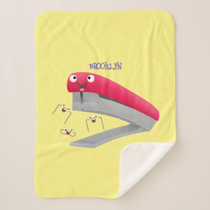 Couverture Sherpa Caricature en agrafeuse rouge pâle