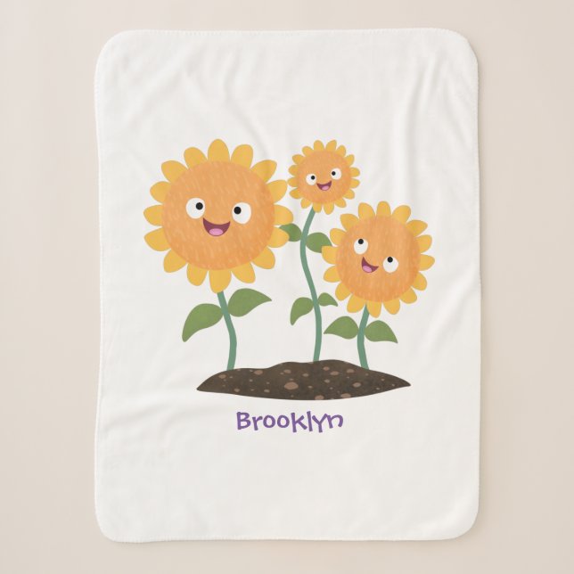 Couverture Sherpa Caricature joli tournesol souriant illustration (Devant)