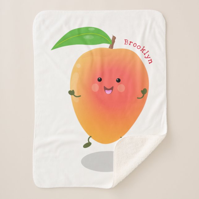 Couverture Sherpa Caricature mignonne de mangue joyeuse (Devant)