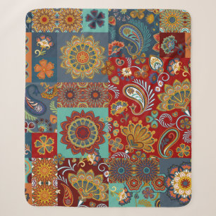 Couverture Sherpa Carreau de patchwork vintage sans soudure avec pai