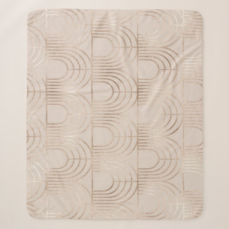 Couverture Sherpa Carreaux Arc Or Art Déco.