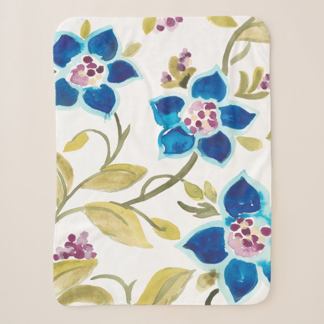 Couverture Sherpa Carreaux floraux de l'abbaye - Flores bleues (Devant)