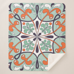 Couverture Sherpa Carrelage marocain oriental Design floral