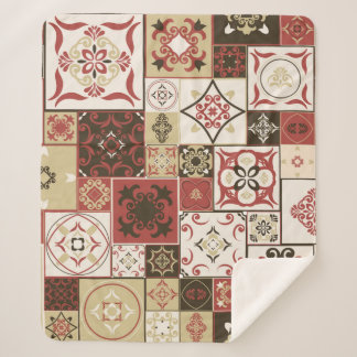 Couverture Sherpa Carrelage MOTIF de style marsala-marron-beige maro