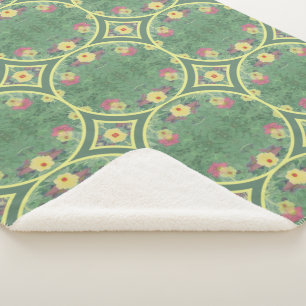 Couverture Sherpa Carrelage vert floral Sherpa Blanket