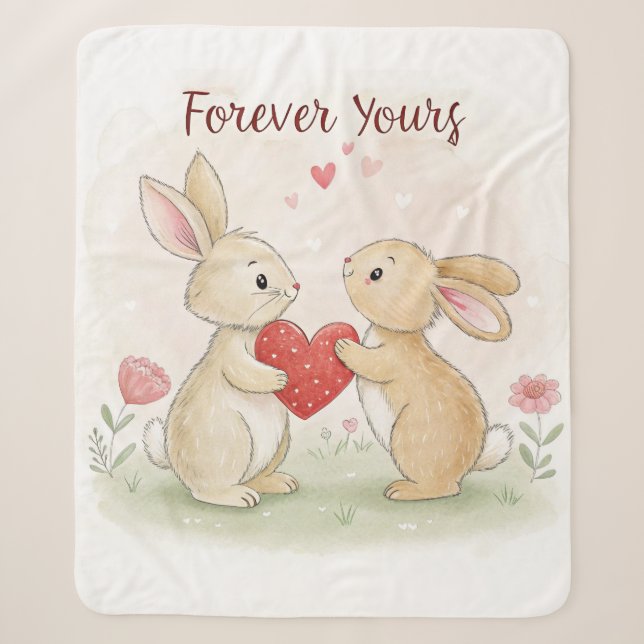 Couverture Sherpa Carte Bunny romantique - Pour toujours votre (Devant)