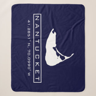 Couverture Sherpa Carte de l'île Nantucket Logo Fuzzy Sherpa Blanket
