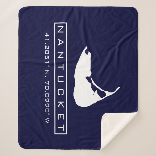 Couverture Sherpa Carte de l'île Nantucket Logo Fuzzy Sherpa Blanket (Devant)