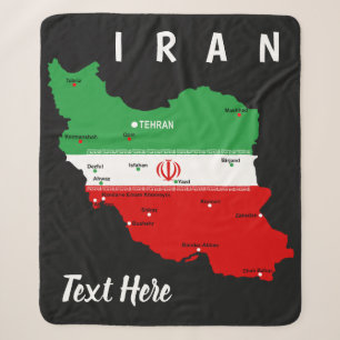 Couverture Sherpa Carte de l'Iran avec drapeau et emblème