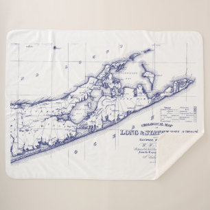Couverture Sherpa Carte de Long Island The Hamptons