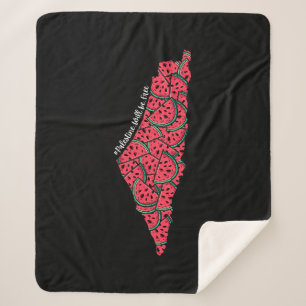 Couverture Sherpa Carte de Palestine remplie de pastèques   Palestin