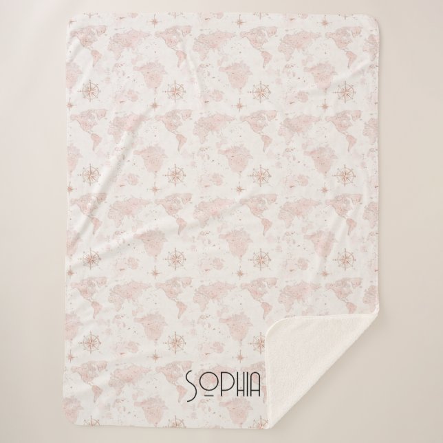 Couverture Sherpa Carte du monde rose (Devant)