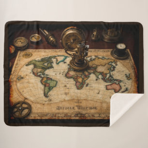 Couverture Sherpa Carte du monde Steampunk Olde