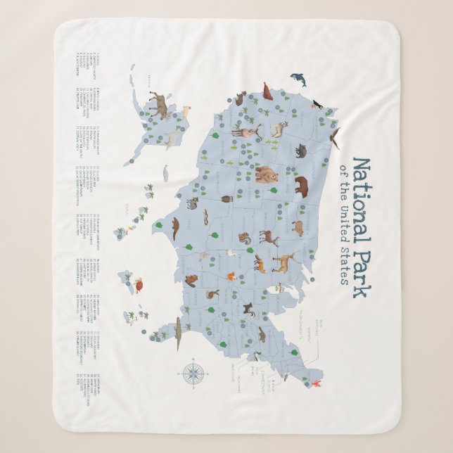 Couverture Sherpa Carte du parc national Blue Adventure Woodland Nur (Devant)